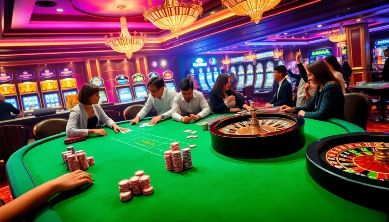 Players enjoying an intense poker game at a casino, ready for s666 đăng nhập to win big prizes.