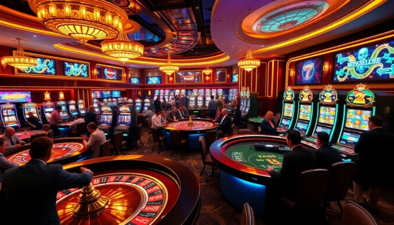 Experience the thrill of betting at https://88okwin.com/ with vibrant casino tables and players at high-stakes poker.